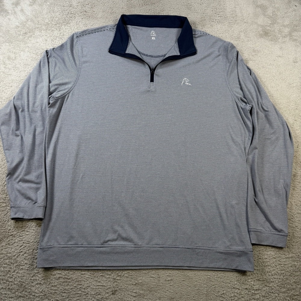 Rhoback Pullover Mens XL Blue Striped 1/4 Zip Performance Stretch Golf Active